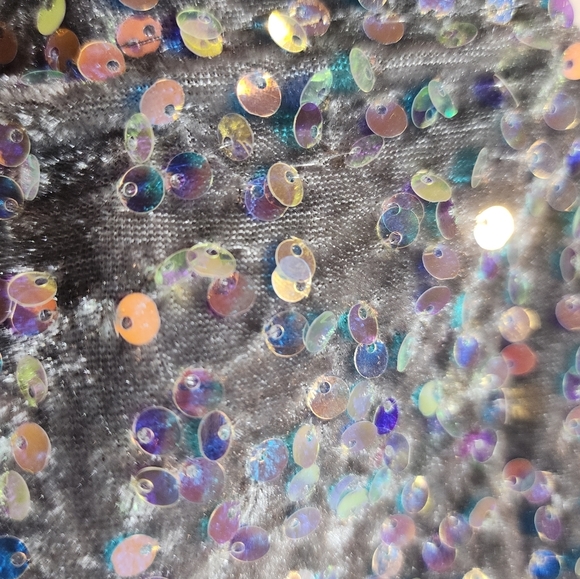 NWT HIMYTHE Beige Oversized Twill Denim Sequin Shacket Sparkle Large - Picture 10 of 17